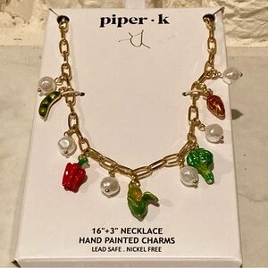 Piper K Gold Necklace with Colorful Charms